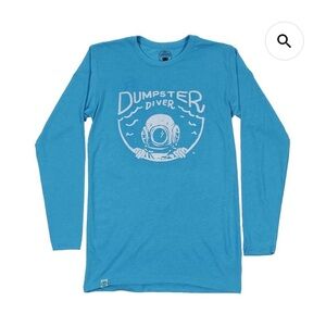 30A Dumpster Diver Recycled Apparel  Blue Tee Long Sleeve T-Shirt Womens M